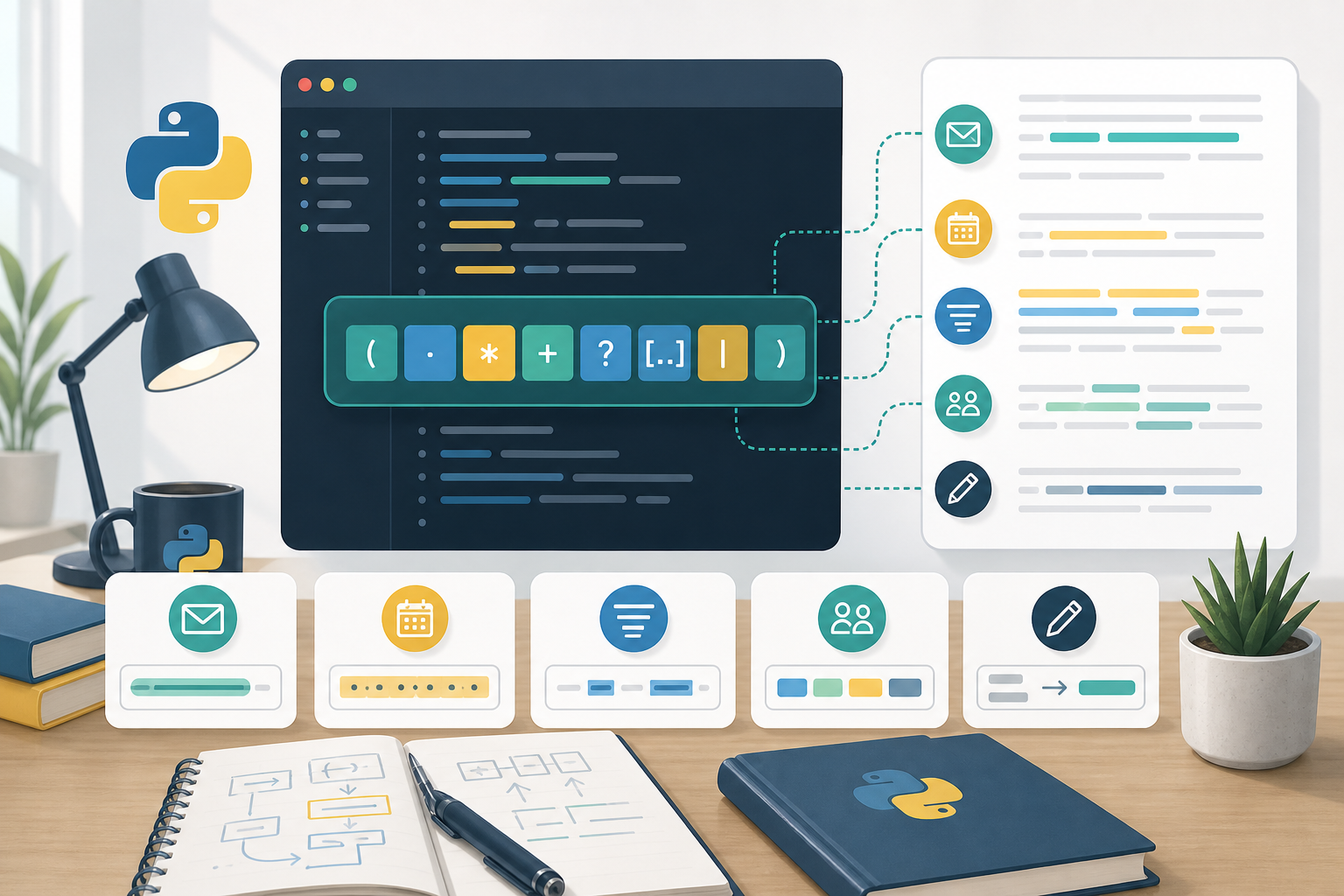 Python regular expression patterns matching structured text